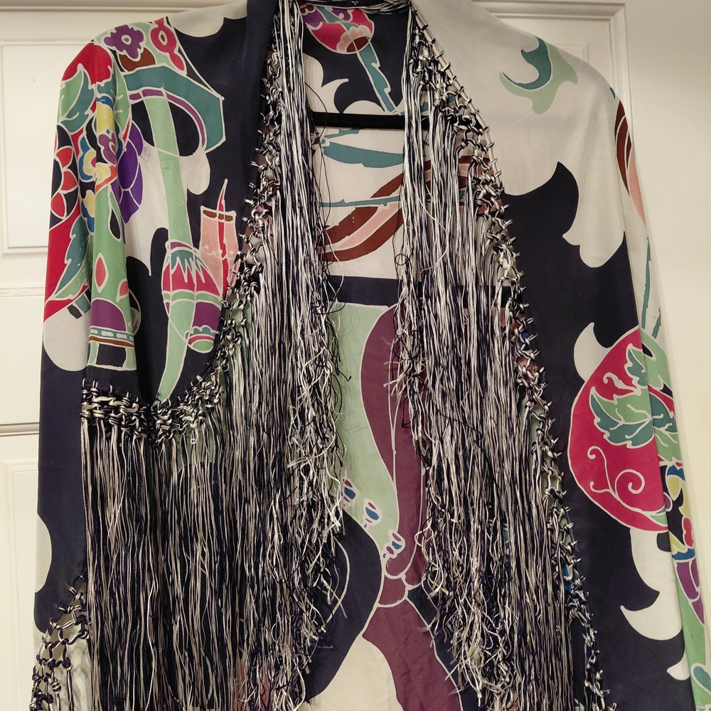 Floral Extra-Large Fringed Wrap Is 30"Wx52"L And 12" Fringe Surrounding